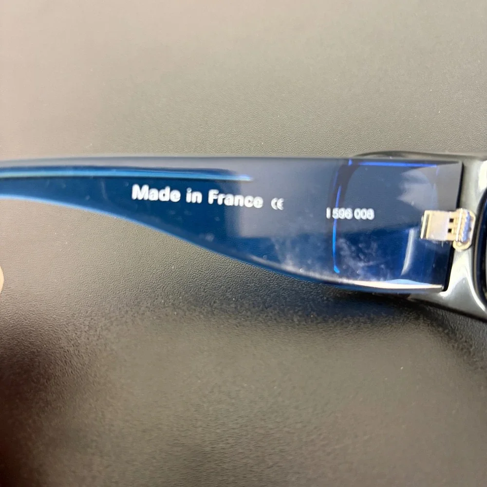 Eye'DC Women Sunglasses OS Blue Black Rectangular Wrap I 596 008 Made in‎ France